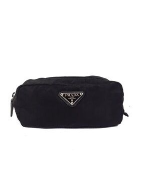 PRADA VELA MINI BLACK RE-NYLON BEAUTY TECH CASE ZIP BAG